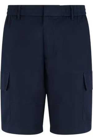 Armani Exchange Shorts, Herre, Blå, W31, Bomuld, Bomuldstwill Shorts med Elastisk Talje