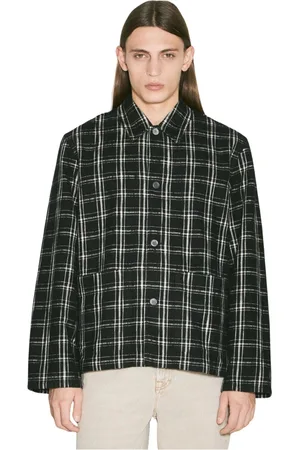 OUR LEGACY Jakke, Herre, Sort, L, Bomuld, Checkered Cotton Overshirt