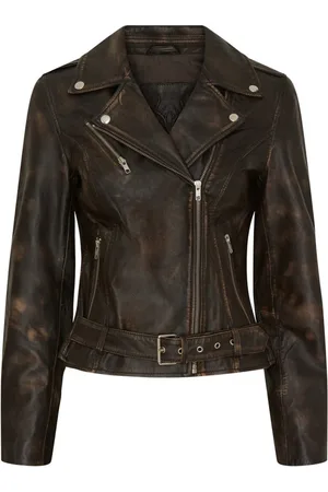 Notyz Jakke, Dame, Brun, 3XL, Uld, Trendy Bikerjakke