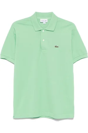Lacoste Top, Herre, Grøn, L, Bomuld, Grøn Polo Shirt med Logo Patch