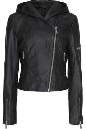 Notyz Jakke, Dame, Sort, L, Uld, Biker med hætte 11096