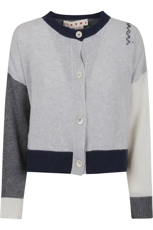 Marni Strik, Dame, Grå, S, Uld, Hvid Sweater Elegant Behagelig Alsidig