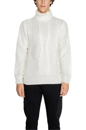 GIANNI LUPO Strik, Herre, Hvid, XL, Polyester, Hvid Turtleneck Striktrøje Sweater