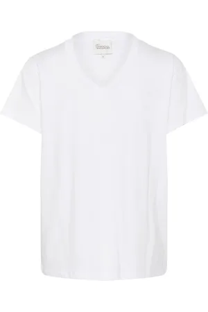 My Essential Wardrobe Top, Dame, Hvid, 2XL, Bomuld, V-Neck Tee Top