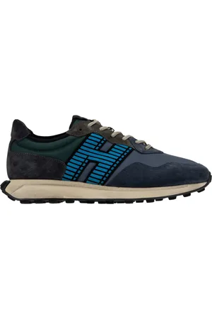 Hogan Sko, Herre, Blå, 42 1/2 EU, Læder, Sneakers i ruskind med læderfor
