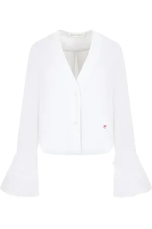 Palm Angels Bluser & Skjorter, Dame, Hvid, S, Uld, Stilfuld Bluse