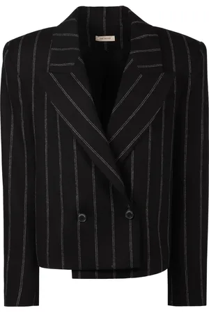 The Mannei Jakke, Dame, Sort, XS, Bomuld, Pin-stribet dobbeltradet blazer