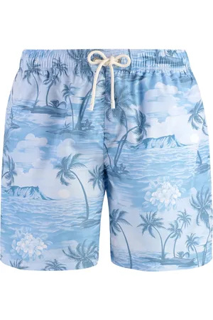 Palm Angels Badetøj, Herre, Blå, S, Polyester, Sunset Print Badeshorts