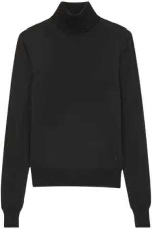Saint Laurent Strik, Dame, Sort, M, Uld, Stilfuld Pullover