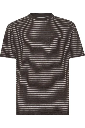 Brunello Cucinelli Top, Herre, Brun, 2XL, Linned, Stribet Linned T-shirts og Polos