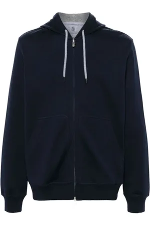 Brunello Cucinelli Sweathshirts & Hoodies, Herre, Blå, 2XL, Bomuld, Hættetrøje Jersey