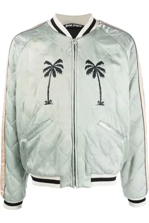 Palm Angels Jakke, Herre, Blå, M, Bomuld, Quilted Logo Jacket