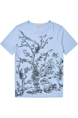 Munthe Top, Dame, Blå, M, Bomuld, Nostalgisk Print T-shirt