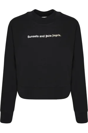 Palm Angels Sweathshirts & Hoodies, Dame, Sort, M, Bomuld, Logo Print Bomulds Sweater