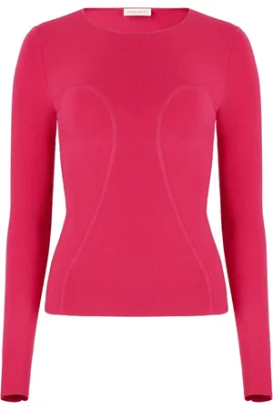 Nina Ricci Top, Dame, Lyserød, XS, Uld, Fitted Langærmet Top