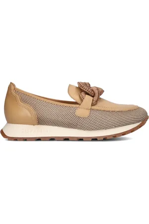 Hispanitas Sko, Dame, Brun, 41 EU, Læder, Beige Mesh Slip-ons med Camel Læder
