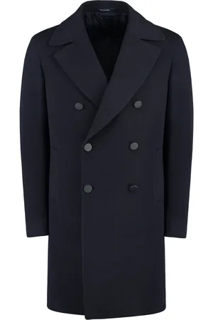 TAGLIATORE Frakke, Herre, Blå, 2XL, Uld, Arden Dobbeltbrystet uldfrakke