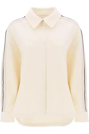 Palm Angels Bluser & Skjorter, Dame, Hvid, M, Uld, Track Shirt med Sidebånd