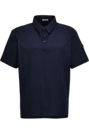 Moncler Top, Herre, Blå, M, Bomuld, Marine Bomuld Logo Polo Skjorte
