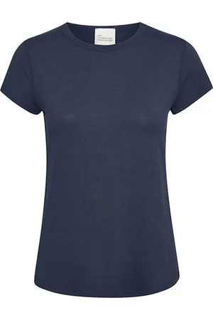 My Essential Wardrobe Top, Dame, Blå, XS, Uld, Relaxed Fit T-shirt