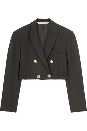 Palm Angels Jakke, Dame, Sort, 2XS, Uld, Stilfuld Cropped Dobbeltradet Blazer