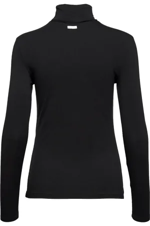 Max Mara Strik, Dame, Sort, L, Uld, Stretch Turtleneck
