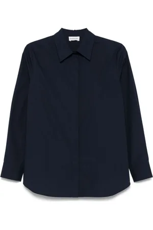 P.A.R.O.S.H. Bluser & Skjorter, Dame, Blå, XS, Blå Button-Up Skjorte med Krave