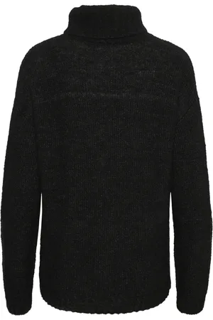 My Essential Wardrobe Strik, Dame, Sort, XL, Uld, Strik Rollneck