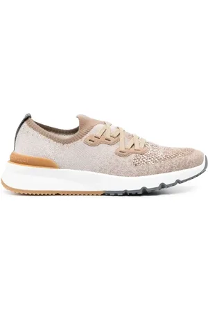 Brunello Cucinelli Sko, Herre, Brun, 47 EU, Bomuld, Mesh Lace-Up Sneaker