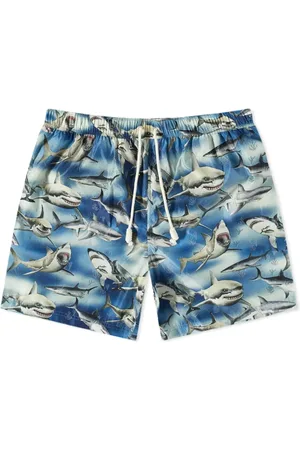 Palm Angels Badetøj, Herre, Blå, S, Polyester, Shark Logo Badeshorts
