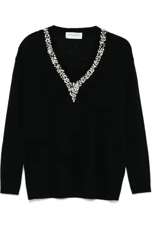 ERMANNO SCERVINO Strik, Dame, Sort, 2XS, Krystalbesat sweater