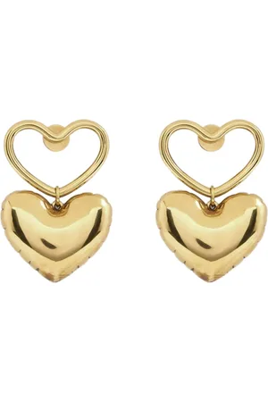 Nina Ricci Tilbehør, Dame, Gul, ONE SIZE, Uld, Hjerte Charm Øreringe