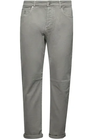 Brunello Cucinelli Jeans, Herre, Grå, 3XL, Asymmetrisk Silkebluse med Knapper foran