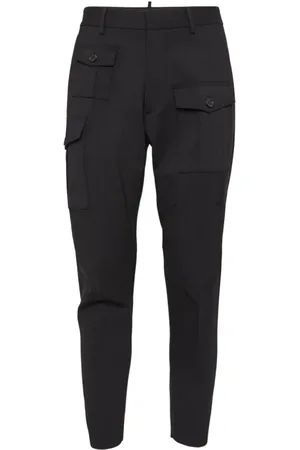 Dsquared2 Bukser, Herre, Sort, XL, Bomuld, Sort Cargo Bukser med Logo Plade