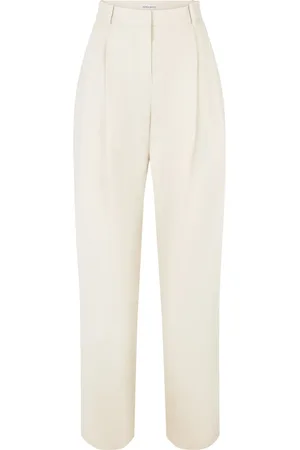 Nina Ricci Bukser, Dame, Hvid, 3XL, Uld, Plisserede bukser med brede ben