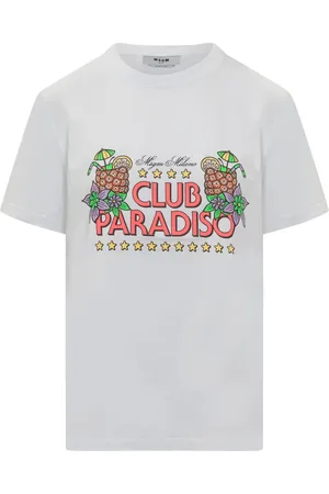 Msgm Top, Dame, Hvid, S, Bomuld, Grafisk Printet Crewneck T-shirt