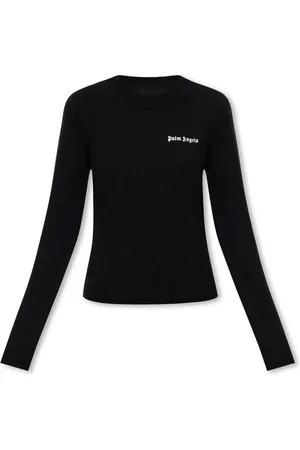 Palm Angels Sweathshirts & Hoodies, Dame, Sort, S, Uld, Sweater med logo