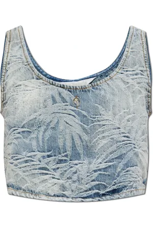 Palm Angels Top, Dame, Blå, L, Denim, Short Denim Top