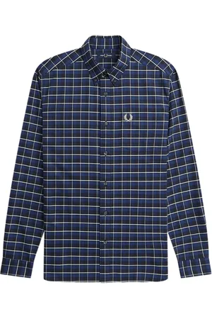 Fred Perry Skjorte, Herre, Blå, M, Bomuld, Clic Button Skjorte