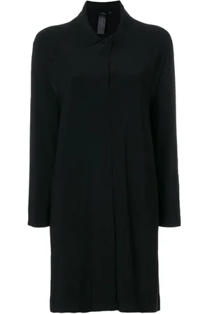 Norma Kamali Frakke, Dame, Sort, S, Uld, Lang Cardigan med Krave