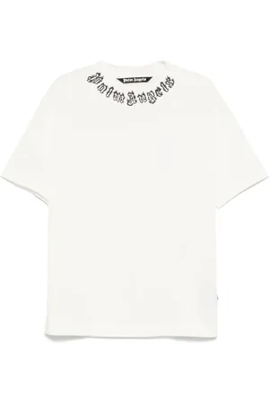 Palm Angels Top, Herre, Hvid, 2XL, Bomuld, Logo Print Crew Neck T-shirt
