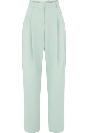 Nina Ricci Bukser, Dame, Grøn, 4XL, Satin, Plisserede bukser med brede ben
