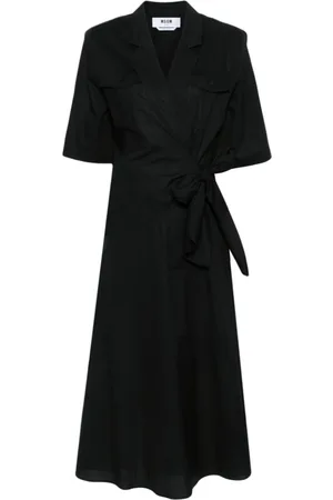 Msgm Kjole, Dame, Sort, 3XS, Polyester, Elegant Slå-om Kjole