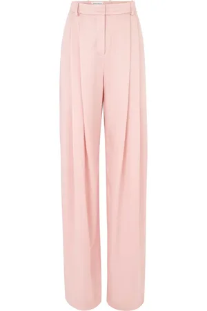 Nina Ricci Bukser, Dame, Lyserød, M, Uld, Plisserede Bukser med Brede Ben