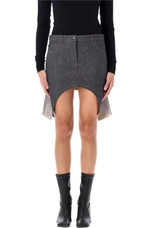 Courrèges Nederdel, Dame, Blå, W27, Denim, Dark Heater Grey Mini Denim Nederdel