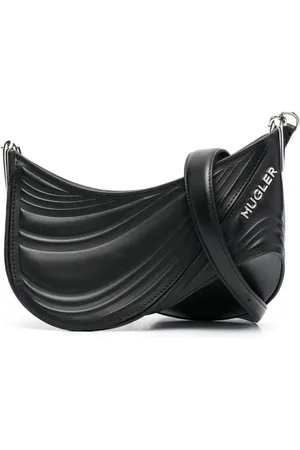 MUGLER Taske, Dame, Sort, ONE SIZE, Uld, Small Spiral Curve 01 Præget Crossbody Taske