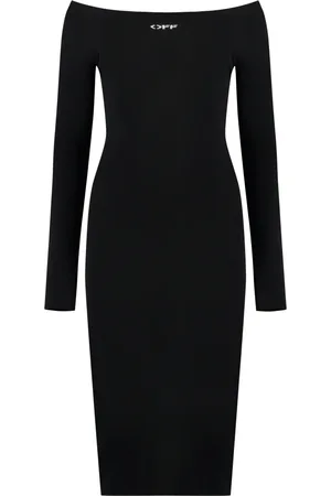 OFF-WHITE Kjole, Dame, Sort, 2XS, Polyester, Ribstrikket Viscose Blend Kjole