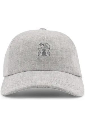 Brunello Cucinelli Tilbehør, Dame, Grå, M, Linned, Logo Broderet Linned Baseball Hat