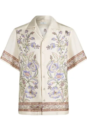 Etro Jakke, Herre, , L, Blomstret Silke Bowling Skjorte