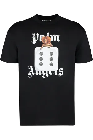 Palm Angels Top, Herre, Sort, L, Bomuld, Pin Up Front Print Bomulds T-shirt